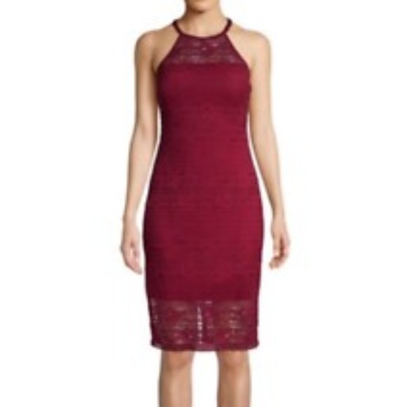 GUESS Lace Illusion Halter Dress - Picture 3 of 6